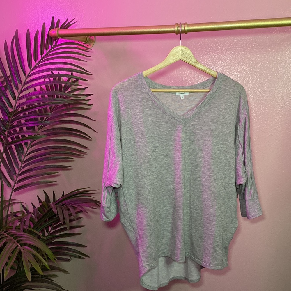 IVOIRE - GREY BATWING SLEEVE TOP